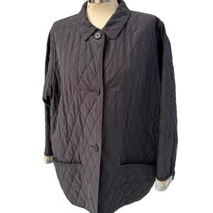 Vintage L.L. Bean Diamond Quilted Chore Coat XL Plaid Lined Gray Barn Jacket